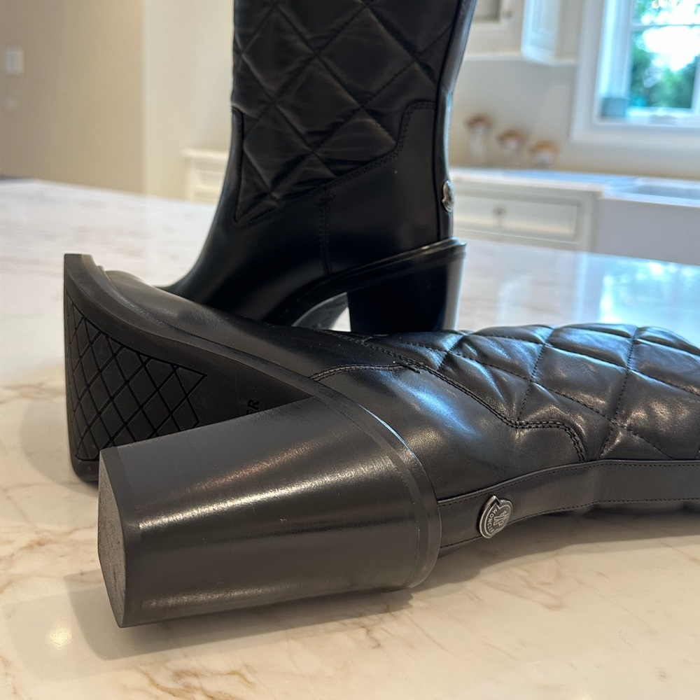 Moncler Leonie black quilted 4" heel boots, new in box. - Picture 4 of 4